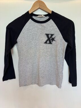 Avirex Black and Gray Raglan Long-Sleeve Tee with X Star Logo size 9/10